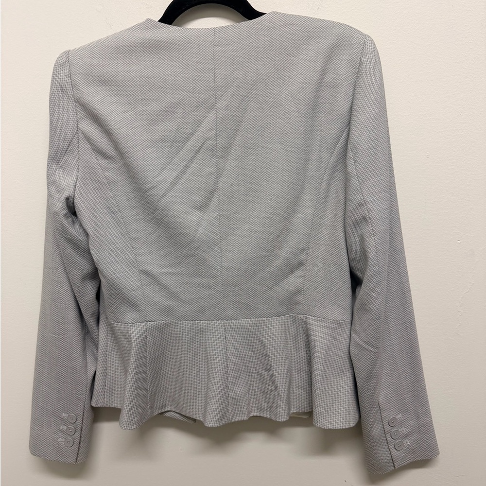 WHBM Gray Herringbone One Button Jacket Blazer Size 8 - Picture 4 of 7